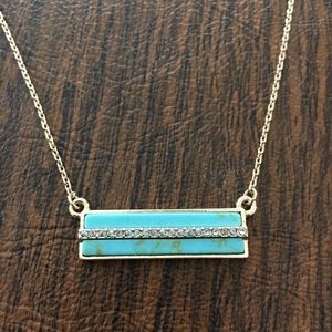 Turquoise & Rhinestone Bar Necklace 💙